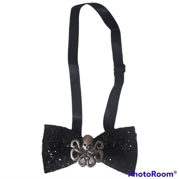 Steampunk octopus mens rhinestones bowtie wedding Halloween black bling groom - Picture 10 of 16